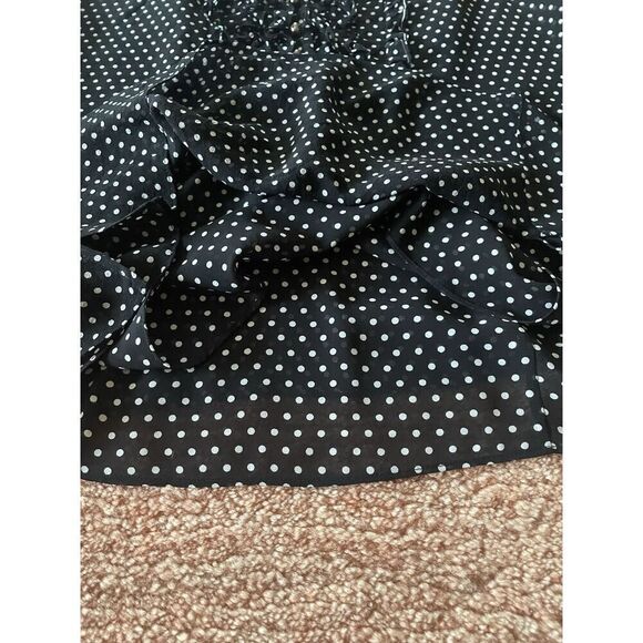 Talbots Woman's Polka Dot Pure Silk Ruffled Front Short Sleeve Size 14 Blouse - Picture 4 of 8